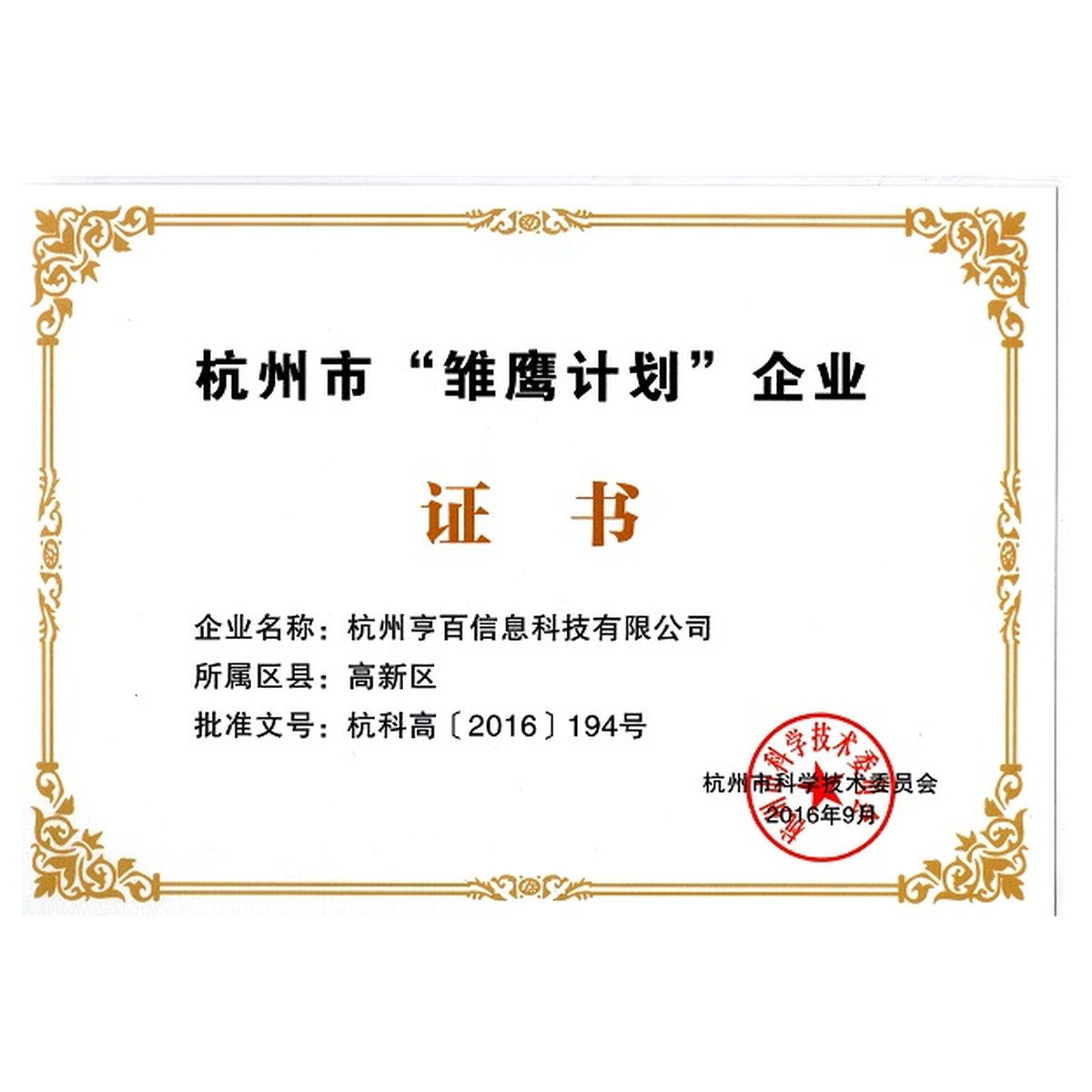 杭州市雏鹰计划企业
